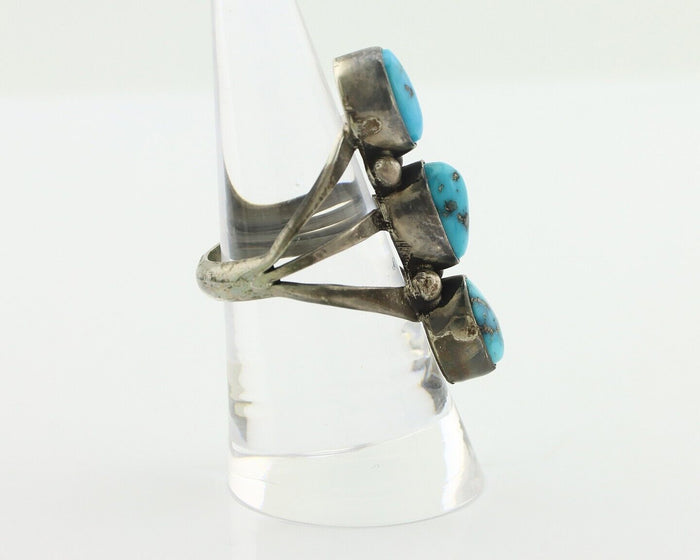 Navajo Ring 925 Silver Natural Blue Turquoise Native American Artist C.80's