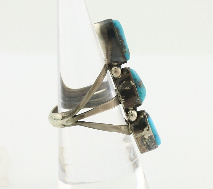 Navajo Ring 925 Silver Natural Blue Turquoise Native American Artist C.80's