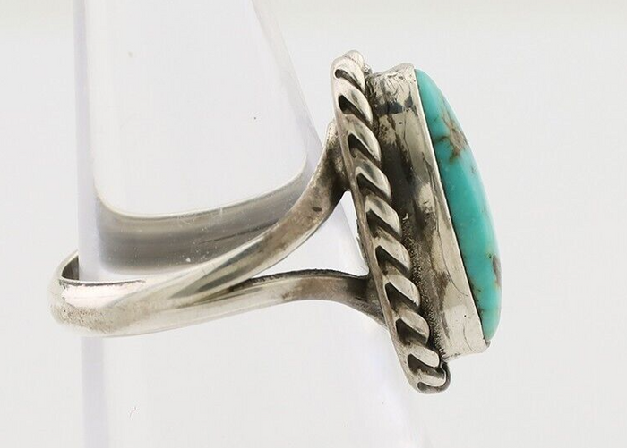 Navajo Ring 925 Silver Natural Blue Turquoise Native American Artist C.80's