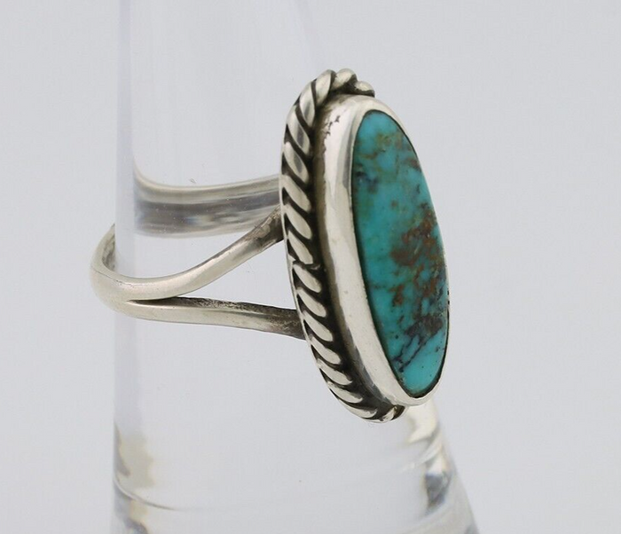 Navajo Ring 925 Silver Natural Blue Turquoise Native American Artist C.80's