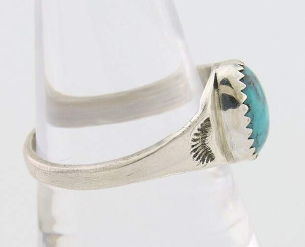 Navajo Ring 925 Silver Natural Blue Turquoise Native American Artist C.80's