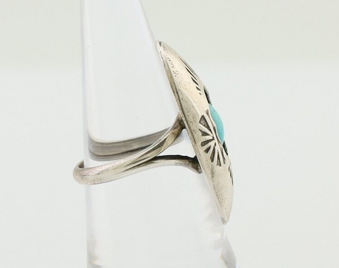 Navajo Ring 925 Silver Natural Blue Turquoise Native American Artist C.80's