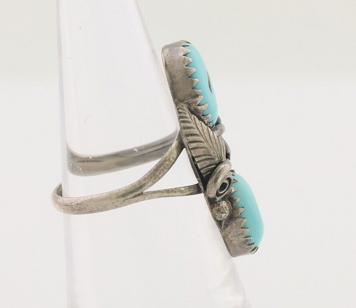 Navajo Ring 925 Silver Natural Blue Turquoise Native American Artist C.80's