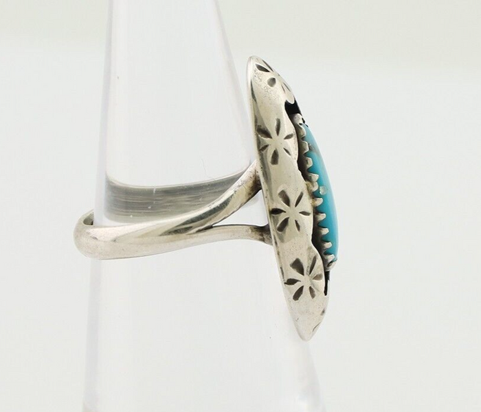 Navajo Ring 925 Silver Natural Blue Turquoise Native American Artist C.80's