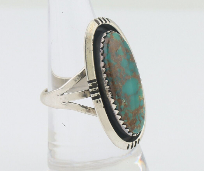 Navajo Ring 925 Silver Natural Blue Turquoise Native American Artist C.80's