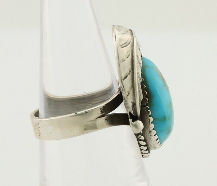 Navajo Ring 925 Silver Natural Blue Turquoise Native American Artist C.80's