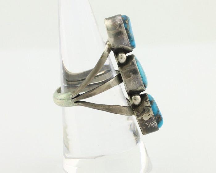 Navajo Ring 925 Silver Natural Blue Turquoise Native American Artist C.80's