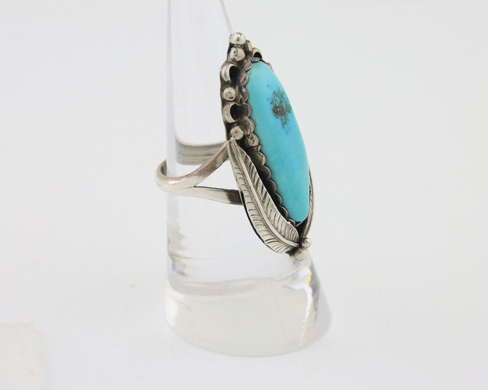 Navajo Ring 925 Silver Natural Blue Turquoise Native American Artist C.80's