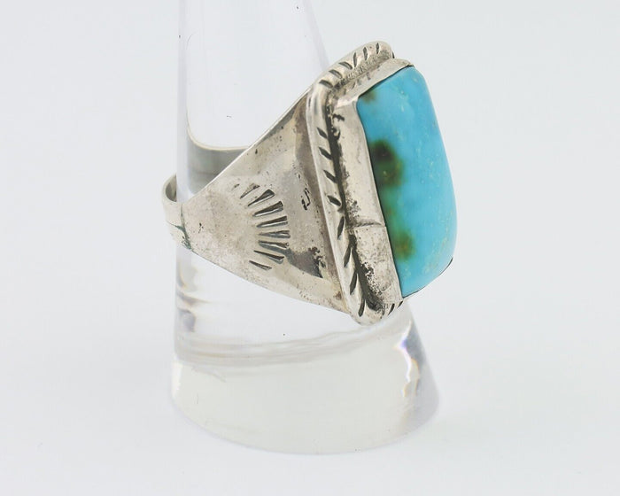 Navajo Ring 925 Silver Natural Blue Turquoise Native American Artist C.80's