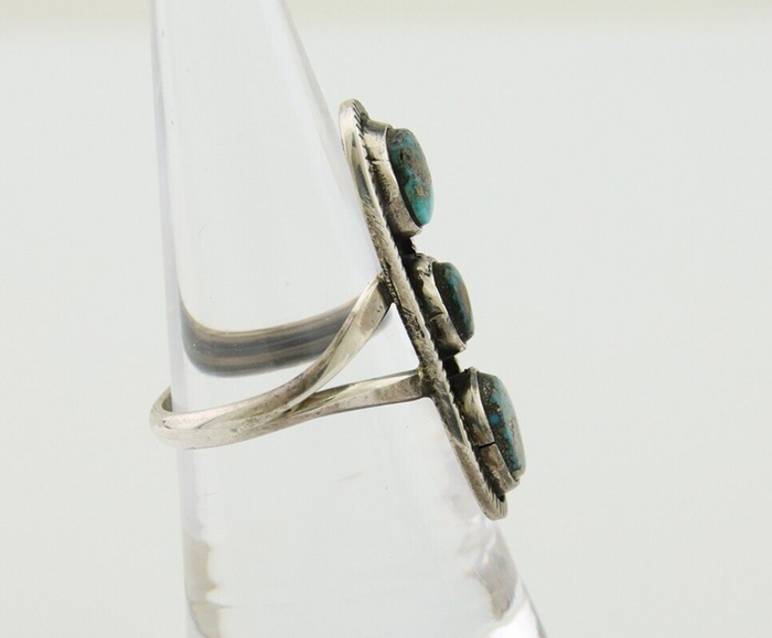 Navajo Ring 925 Silver Natural Blue Turquoise Native American Artist C.80's