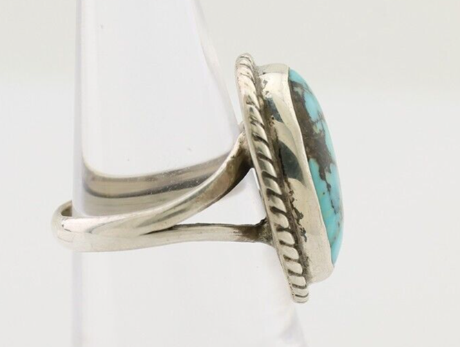Navajo Ring 925 Silver Natural Blue Turquoise Native American Artist C.80's