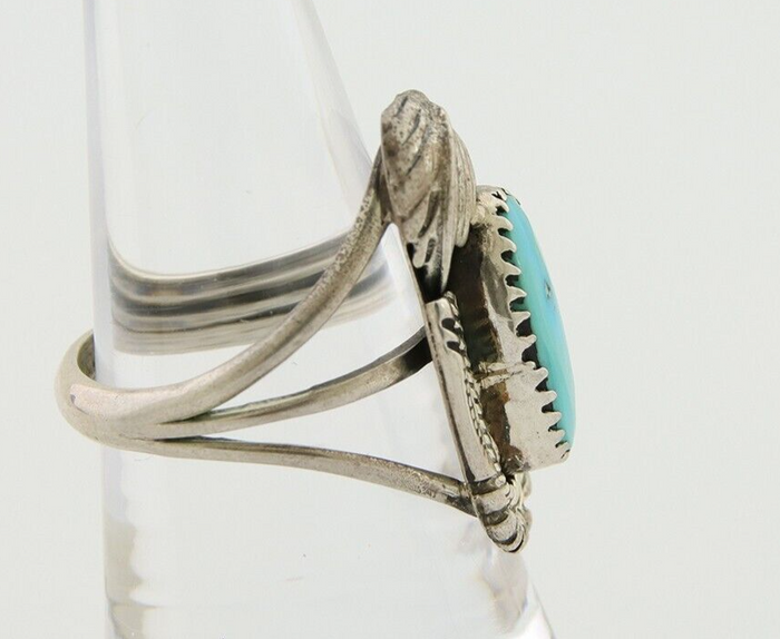 Navajo Ring 925 Silver Natural Blue Turquoise Native American Artist C.80's