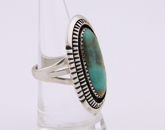 Navajo Ring 925 Silver Natural Blue Turquoise Native American Artist C.80's