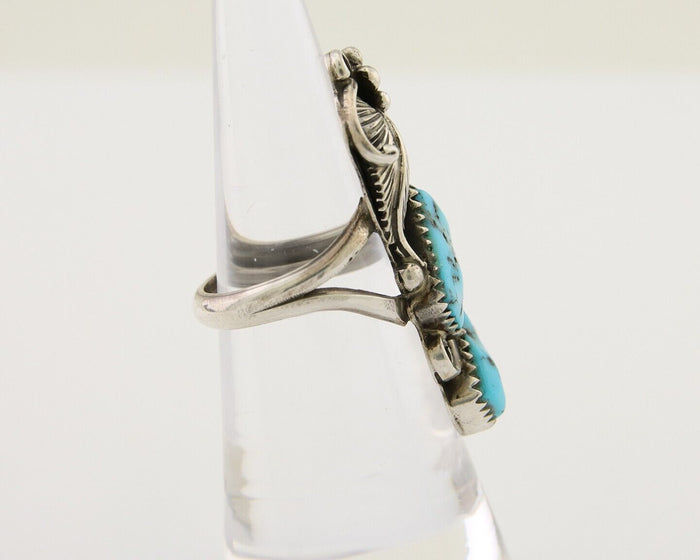 Navajo Ring 925 Silver Natural Blue Turquoise Native American Artist C.80's
