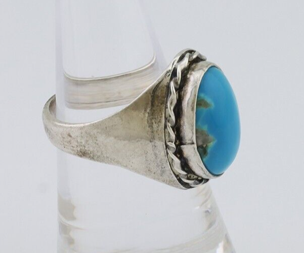 Navajo Ring 925 Silver Natural Blue Turquoise Native American Artist C.80's