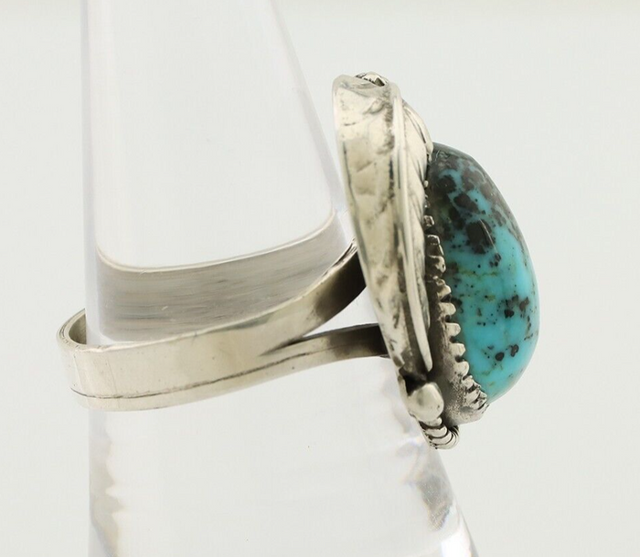 Navajo Ring 925 Silver Natural Blue Turquoise Native American Artist C.80's