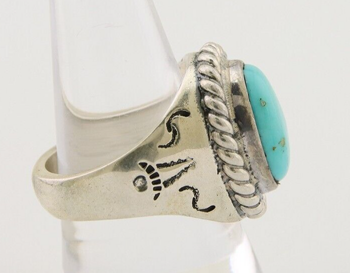 Navajo Ring 925 Silver Natural Blue Turquoise Native American Artist C.80's