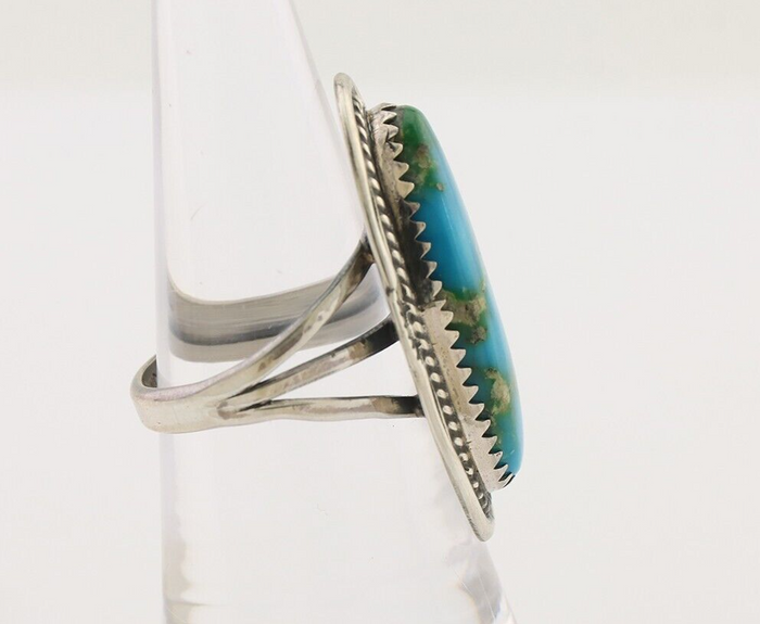 Navajo Ring 925 Silver Natural Blue Turquoise Native American Artist C.80's