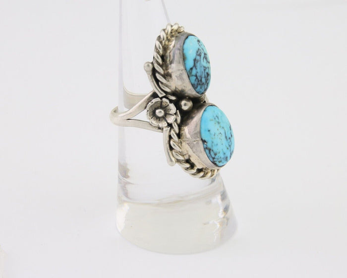 Navajo Ring 925 Silver Natural Blue Turquoise Native American Artist C.80's