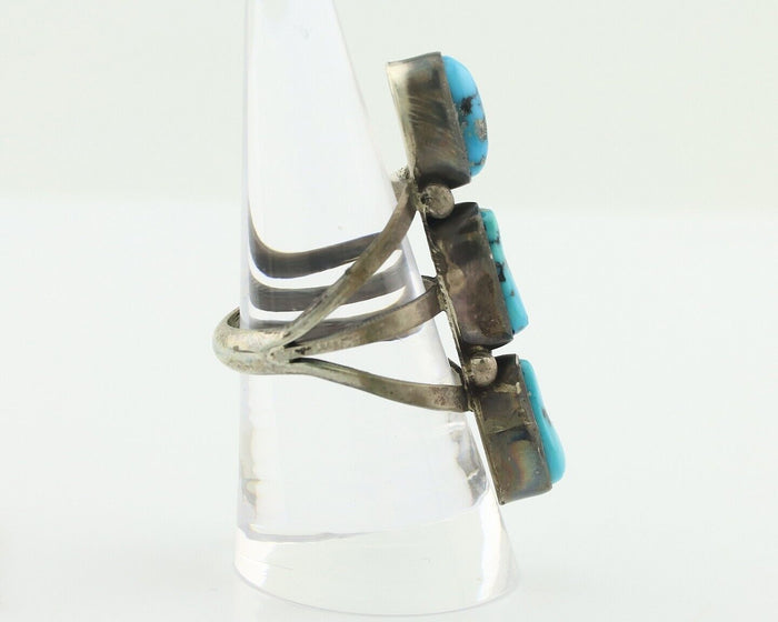 Navajo Ring 925 Silver Natural Blue Turquoise Native American Artist C.80's