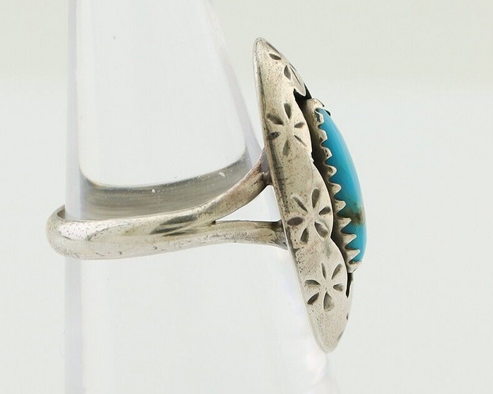 Navajo Ring 925 Silver Natural Blue Turquoise Native American Artist C.80's