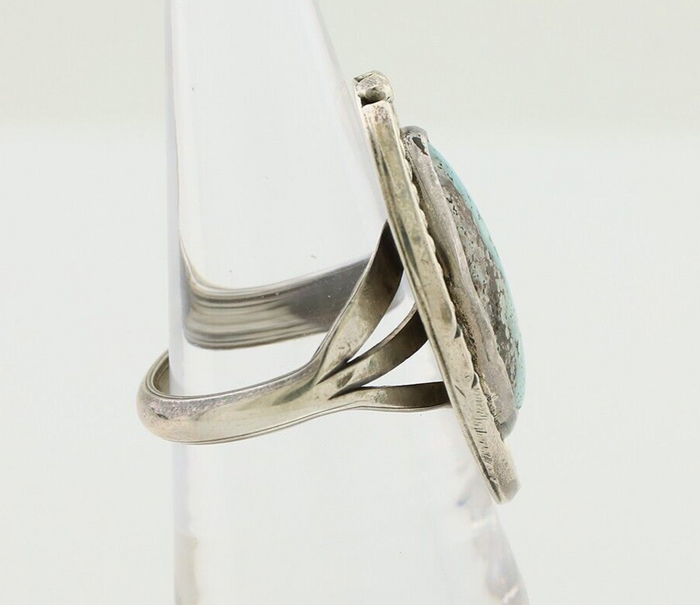 Navajo Ring 925 Silver Natural Blue Turquoise Native American Artist C.80's