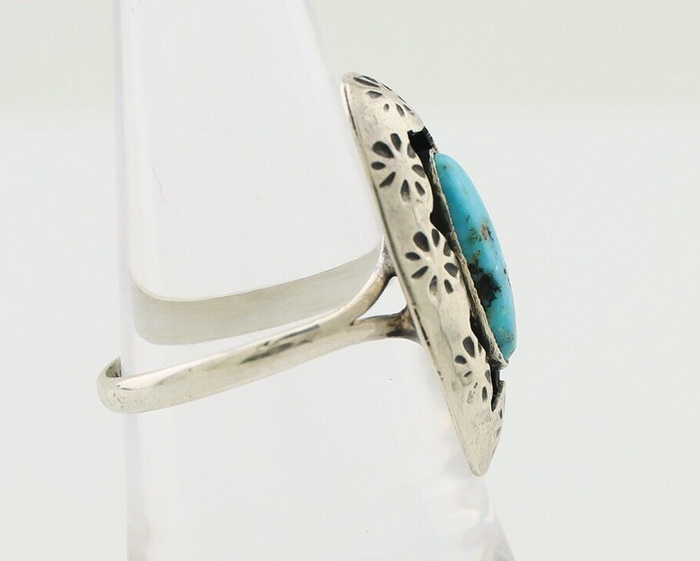Navajo Ring 925 Silver Natural Blue Turquoise Native American Artist C.80's