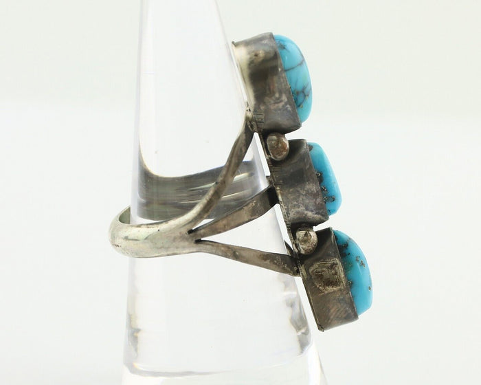 Navajo Ring 925 Silver Natural Blue Turquoise Native American Artist C.80's