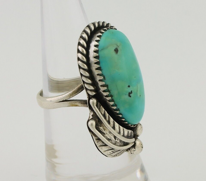 Navajo Ring 925 Silver Natural Blue Turquoise Native American Artist C.80's
