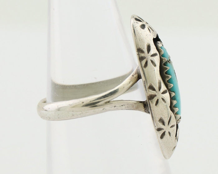 Navajo Ring 925 Silver Natural Blue Turquoise Native American Artist C.80's