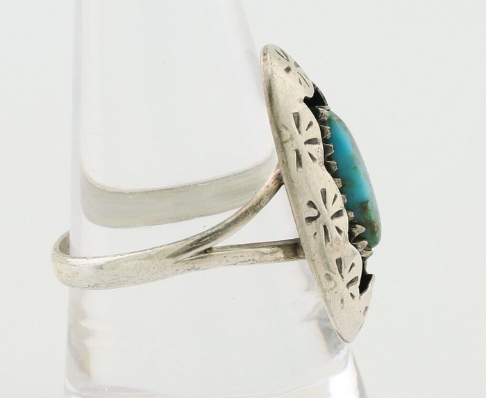 Navajo Ring 925 Silver Natural Blue Turquoise Native American Artist C.80's