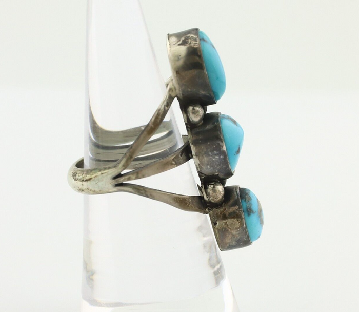 Navajo Ring 925 Silver Natural Blue Turquoise Native American Artist C.80's