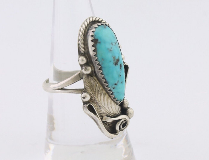 Navajo Ring 925 Silver Natural Blue Turquoise Native American Artist C.80's