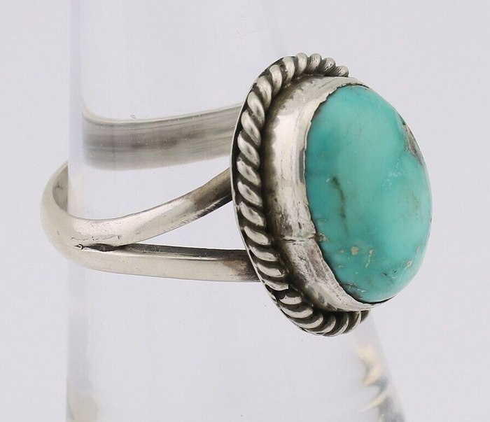 Navajo Ring 925 Silver Natural Blue Turquoise Native American Artist C.80's