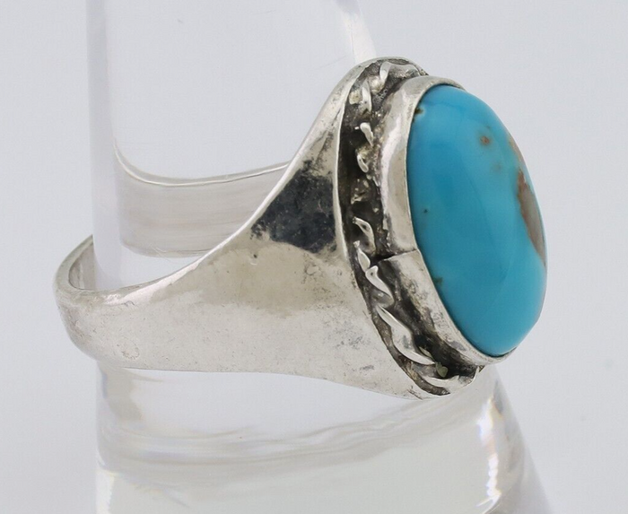 Navajo Ring 925 Silver Natural Blue Turquoise Native American Artist C.80's
