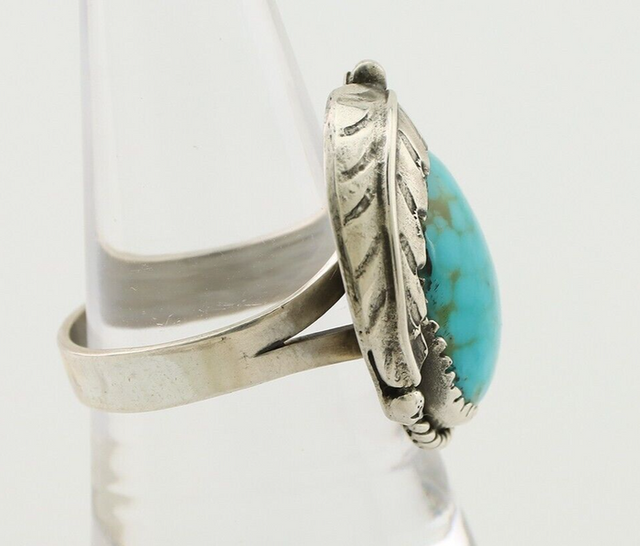 Navajo Ring 925 Silver Natural Blue Turquoise Native American Artist C.80's