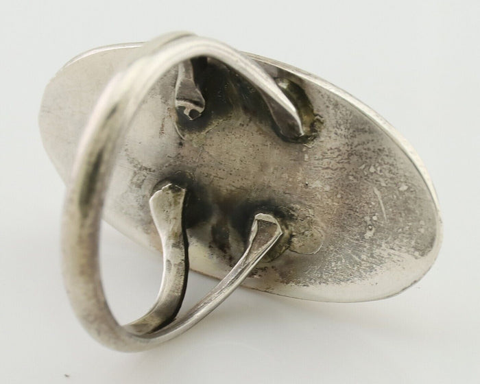 Navajo Ring 925 Silver Natural Blue Turquoise Native American Artist C.80's