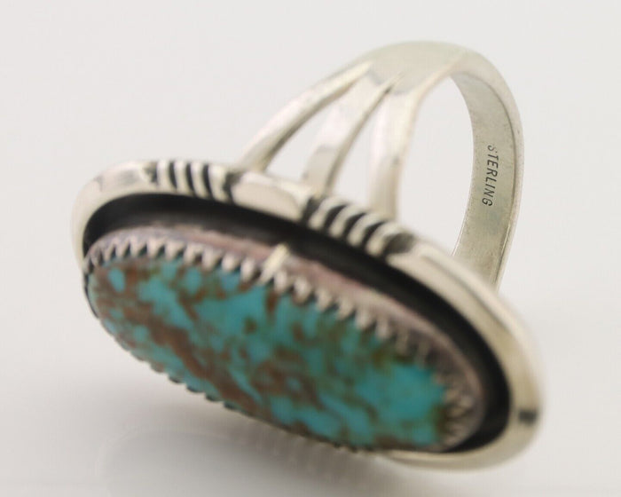 Navajo Ring 925 Silver Natural Blue Turquoise Native American Artist C.80's