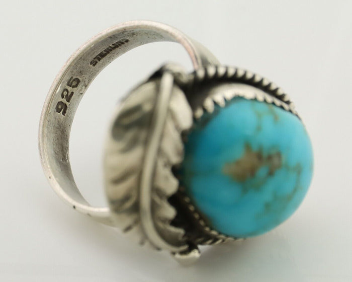 Navajo Ring 925 Silver Natural Blue Turquoise Native American Artist C.80's