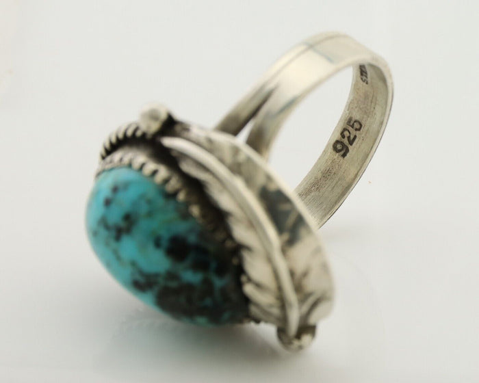 Navajo Ring 925 Silver Natural Blue Turquoise Native American Artist C.80's
