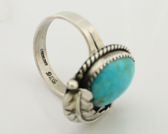 Navajo Ring 925 Silver Natural Blue Turquoise Native American Artist C.80's