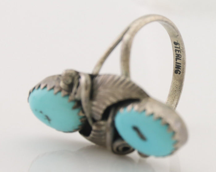 Navajo Ring 925 Silver Natural Blue Turquoise Native American Artist C.80's