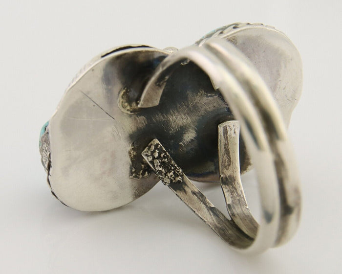 Navajo Ring 925 Silver Natural Blue Turquoise Native American Artist C.80's