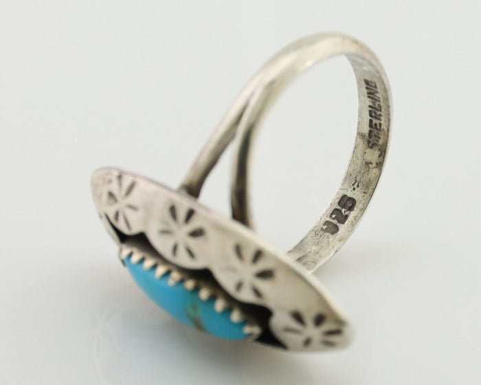 Navajo Ring 925 Silver Natural Blue Turquoise Native American Artist C.80's