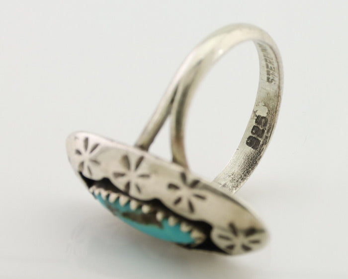 Navajo Ring 925 Silver Natural Blue Turquoise Native American Artist C.80's