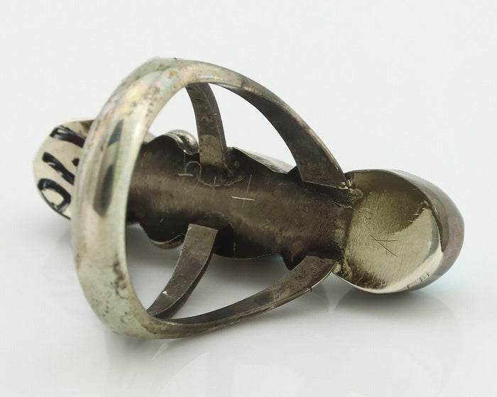Navajo Ring 925 Silver Natural Blue Turquoise Native American Artist C.80's