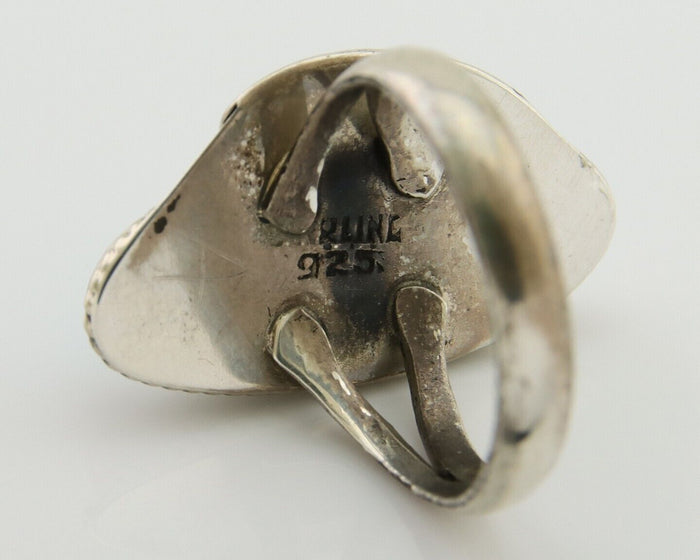 Navajo Ring 925 Silver Natural Blue Turquoise Native American Artist C.80's