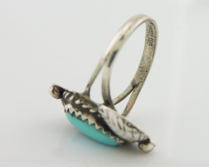 Navajo Ring 925 Silver Natural Blue Turquoise Native American Artist C.80's