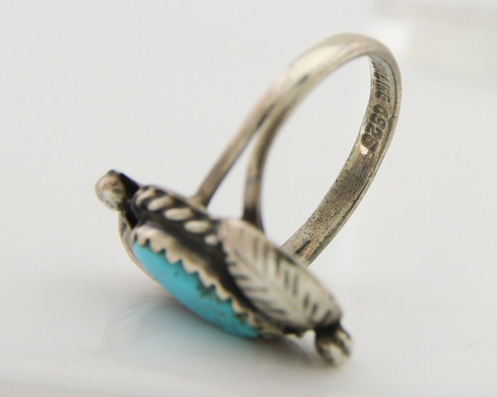 Navajo Ring 925 Silver Natural Blue Turquoise Native American Artist C.80's