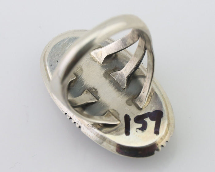 Navajo Ring 925 Silver Natural Blue Turquoise Native American Artist C.80's
